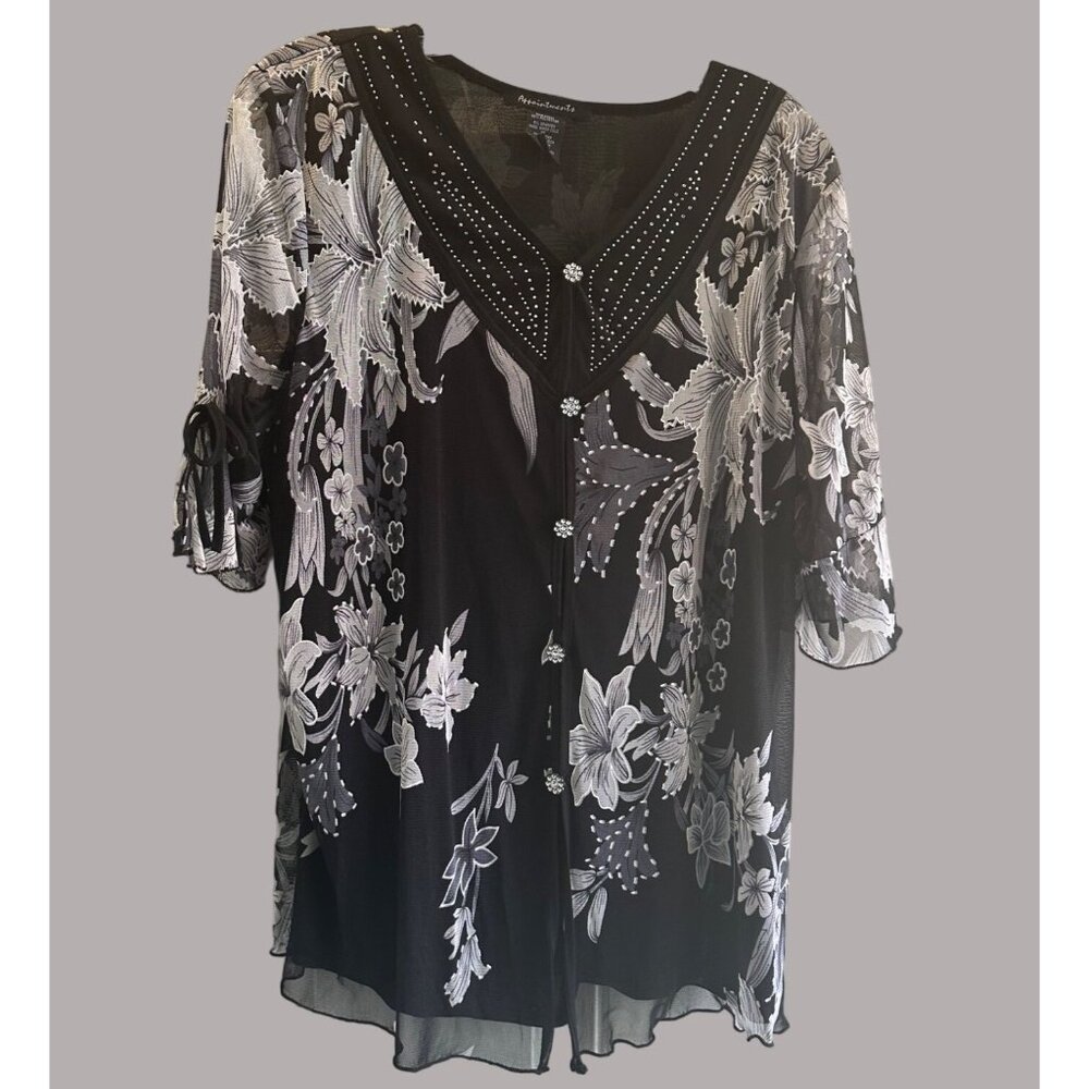 Appointments Women’s Crystal Designs Dressy Lined Button Down Size XL
